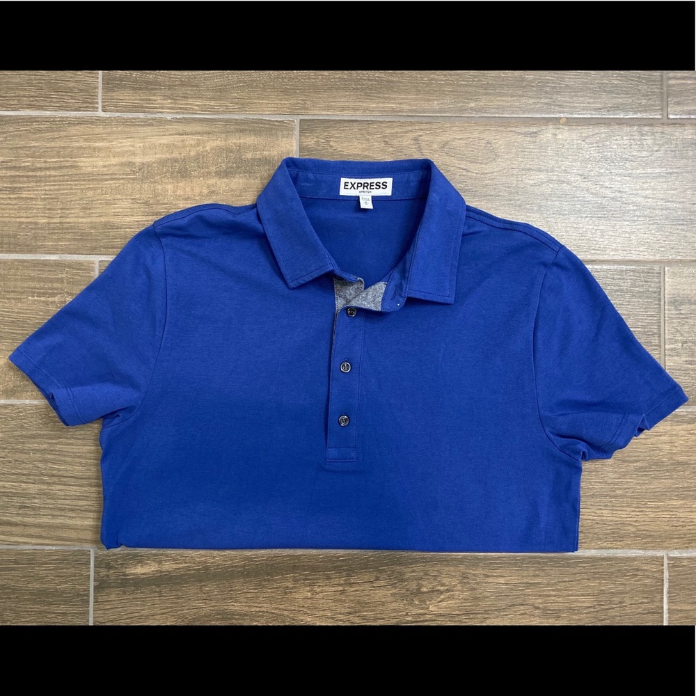 Express royal blue solid performance polo